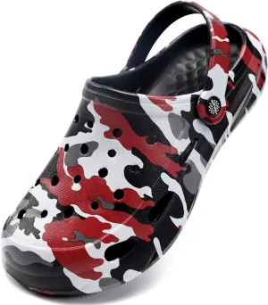 Kids Classic Camo Garden Clogs for Boys – Lightweight Adjustable Water Sandals with Non-Slip Sole, Quick-Dry Design for Little and Big Kid