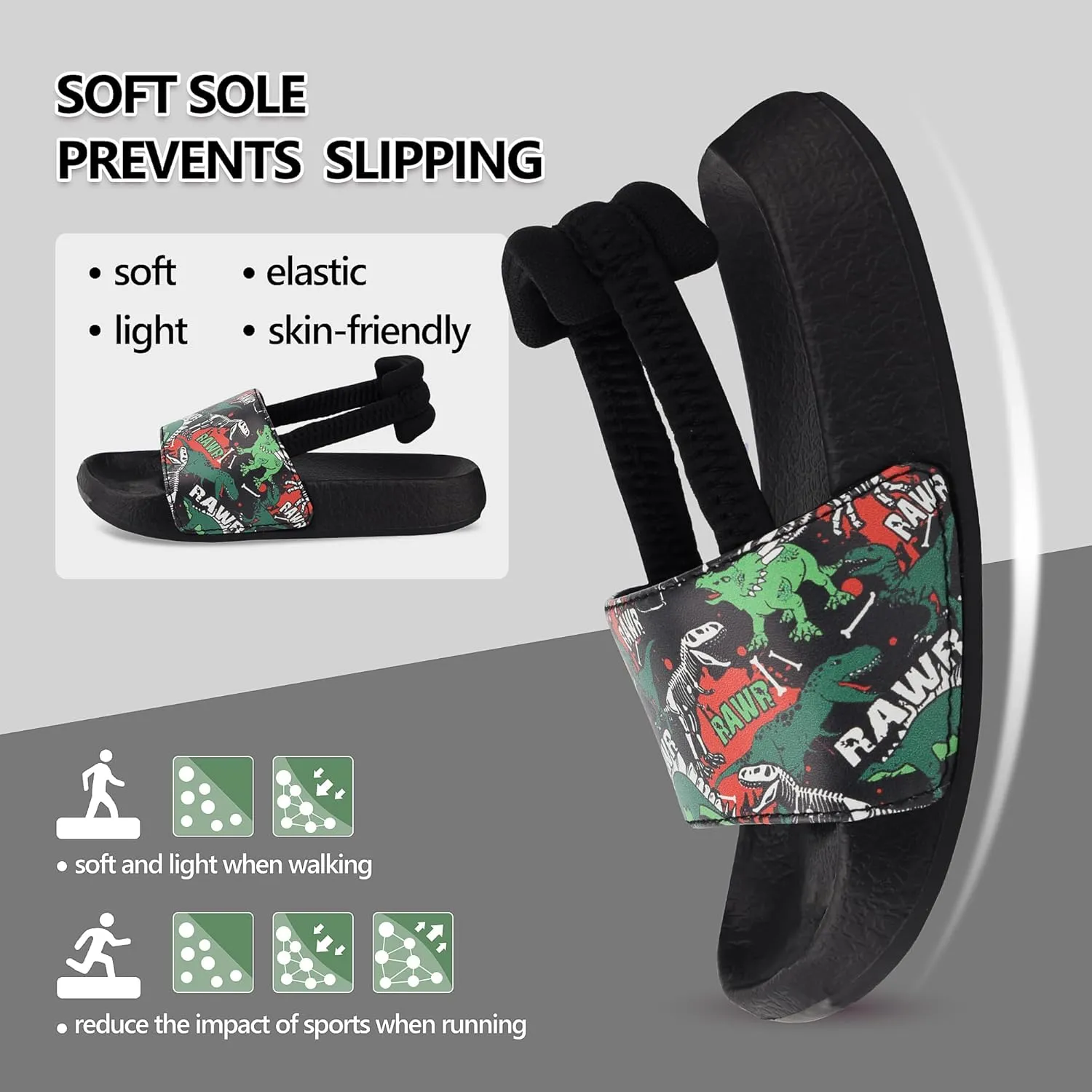 Kids Flip Flops Sandals Toddler Boys Girls Sequin Slides Shower Beach Pool Shoes Slip on Summer Slippers with Back Strap