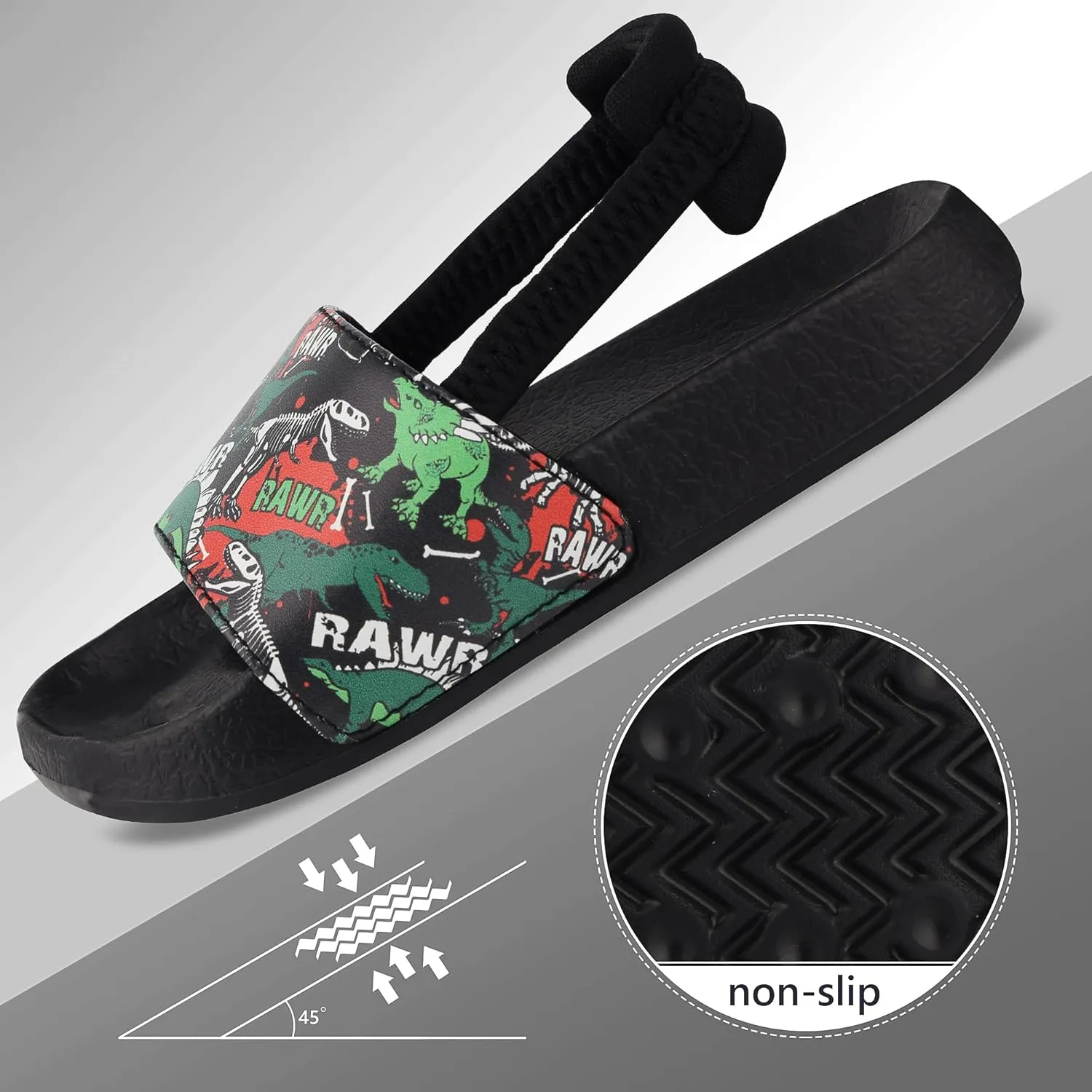 Kids Flip Flops Sandals Toddler Boys Girls Sequin Slides Shower Beach Pool Shoes Slip on Summer Slippers with Back Strap