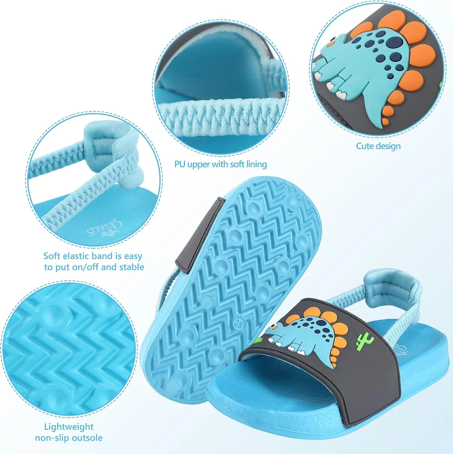 Kids Flip Flops Sandals Toddler Boys Girls Sequin Slides Shower Beach Pool Shoes Slip on Summer Slippers with Back Strap
