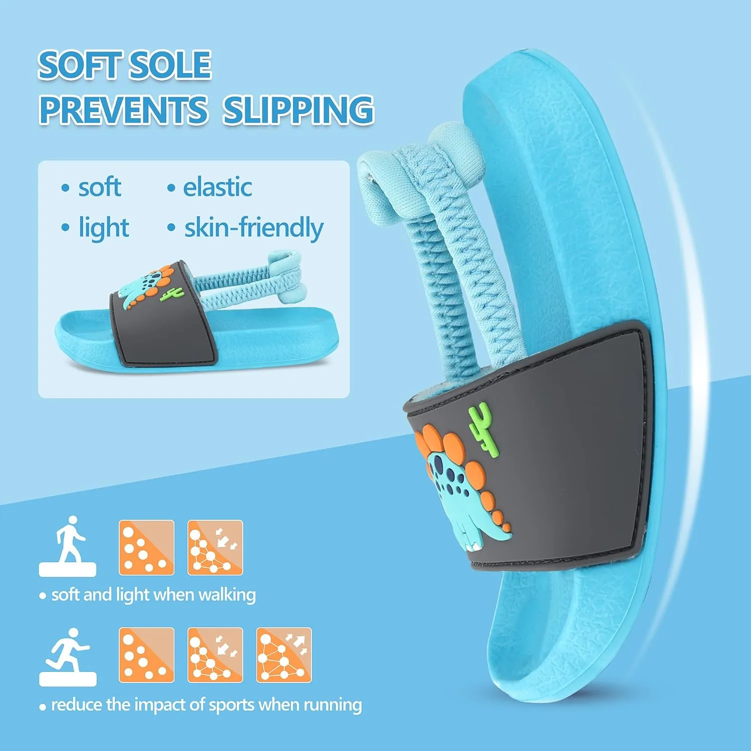 Kids Flip Flops Sandals Toddler Boys Girls Sequin Slides Shower Beach Pool Shoes Slip on Summer Slippers with Back Strap