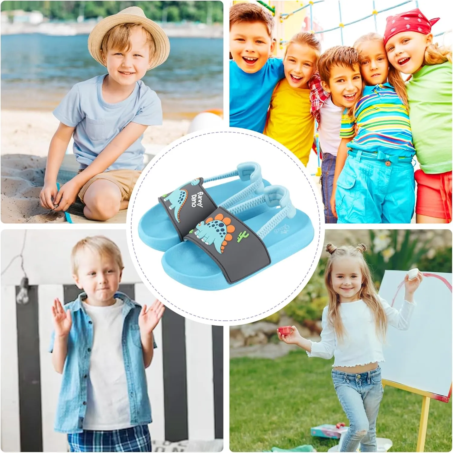 Kids Flip Flops Sandals Toddler Boys Girls Sequin Slides Shower Beach Pool Shoes Slip on Summer Slippers with Back Strap