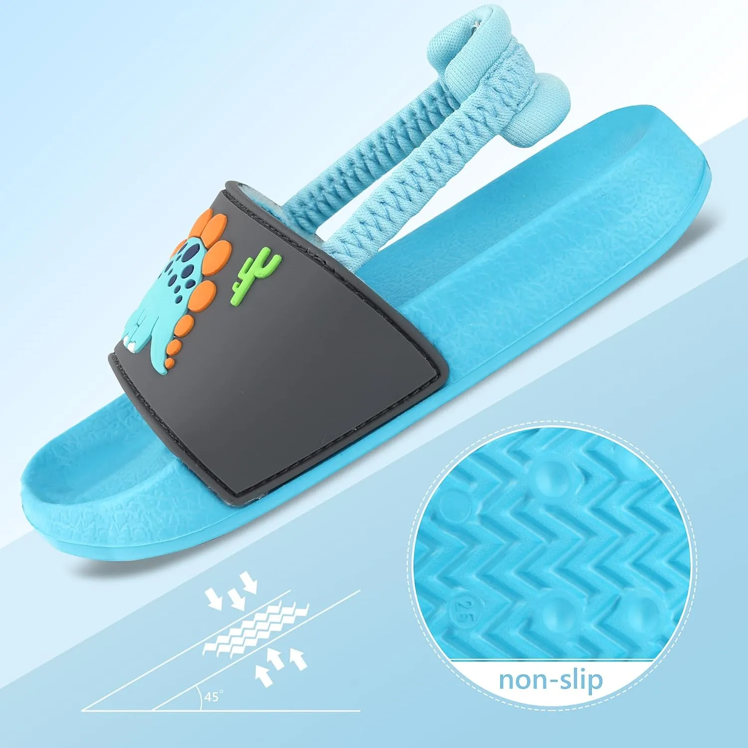 Kids Flip Flops Sandals Toddler Boys Girls Sequin Slides Shower Beach Pool Shoes Slip on Summer Slippers with Back Strap