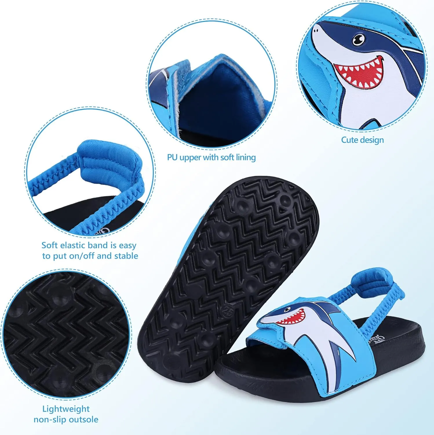 Kids Flip Flops Sandals Toddler Boys Girls Sequin Slides Shower Beach Pool Shoes Slip on Summer Slippers with Back Strap