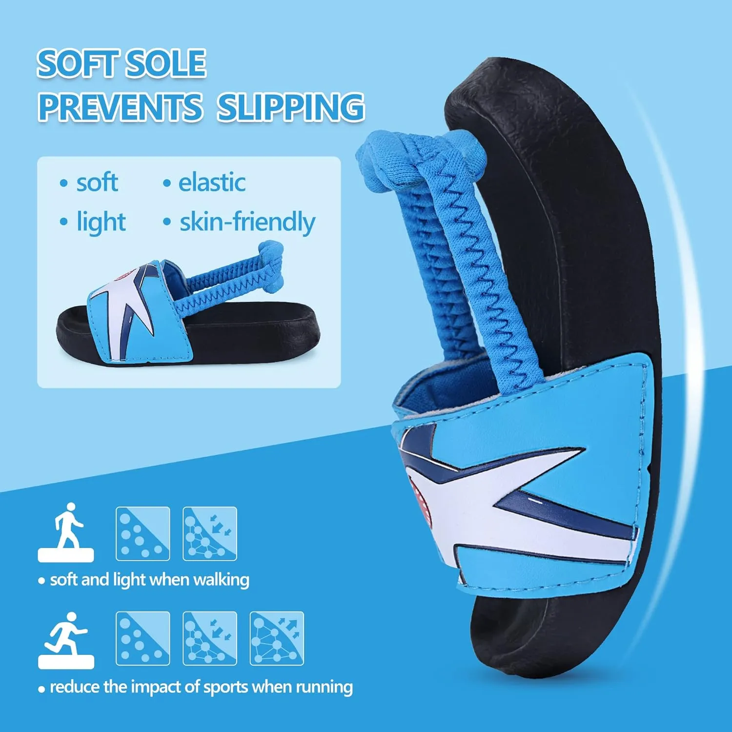 Kids Flip Flops Sandals Toddler Boys Girls Sequin Slides Shower Beach Pool Shoes Slip on Summer Slippers with Back Strap
