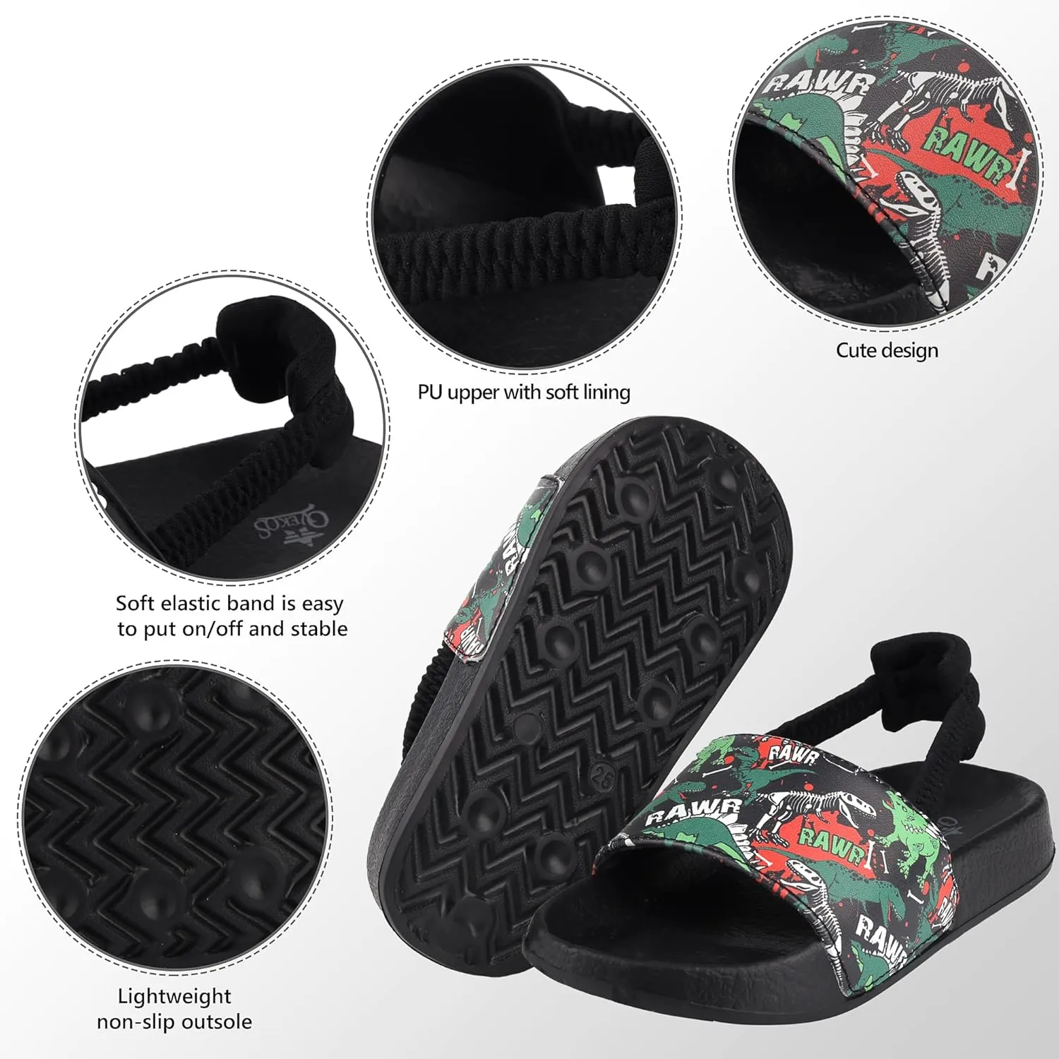 Kids Flip Flops Sandals Toddler Boys Girls Sequin Slides Shower Beach Pool Shoes Slip on Summer Slippers with Back Strap