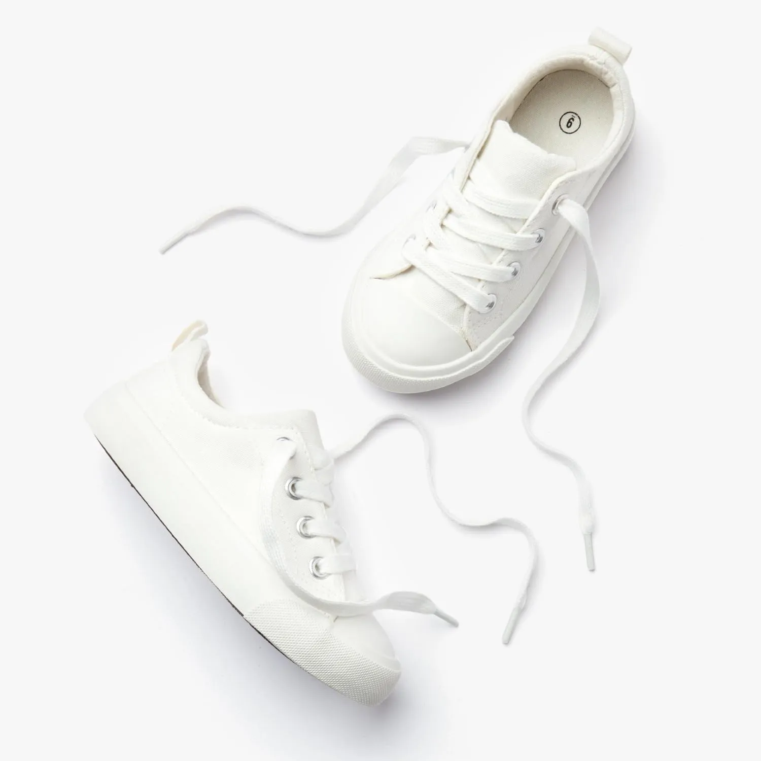 Kids' Low-Top Slip-On Cotton Sneakers, Classic Lace-Up Canvas Shoes for Girls Boys