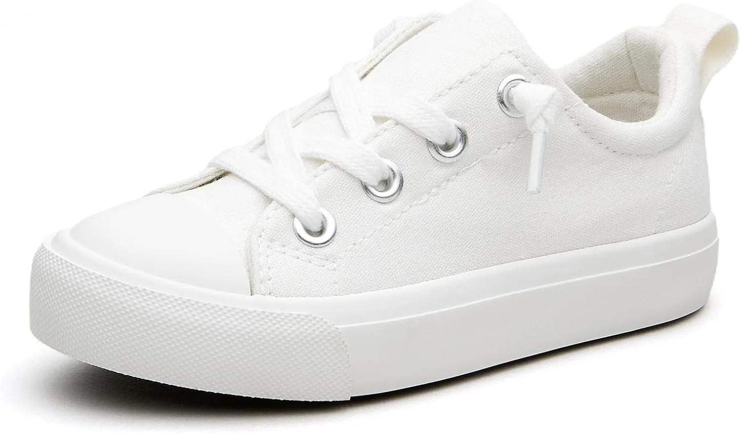Kids' Low-Top Slip-On Cotton Sneakers, Classic Lace-Up Canvas Shoes for Girls Boys