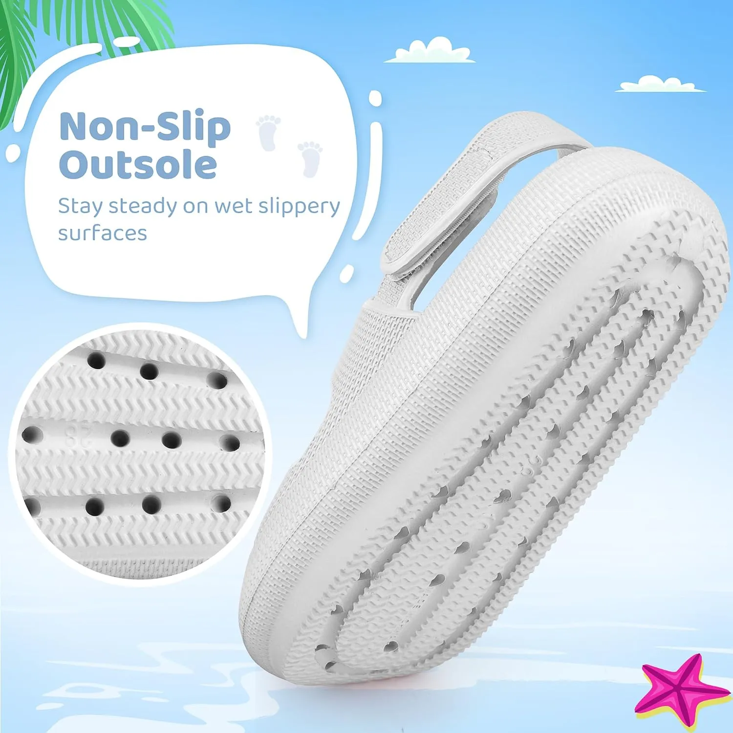 Kids Sandals Boys Girls Cloud Slide Sandals Open Toe Sports Sandals EVA Thick Sole Water Sandals with Hook and Loop Back Strap