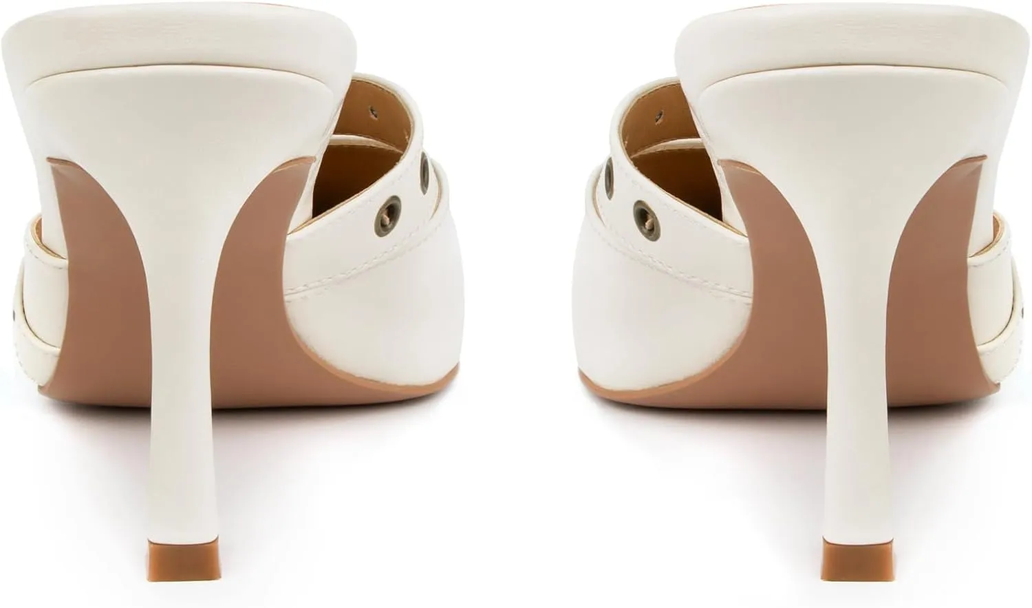 Kitten Heels for Women Closed Toe Heels Vintage Heeled Mules Sexy Pointy Studded Slip on Stiletto Dressy Pumps