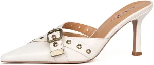 Kitten Heels for Women Closed Toe Heels Vintage Heeled Mules Sexy Pointy Studded Slip on Stiletto Dressy Pumps