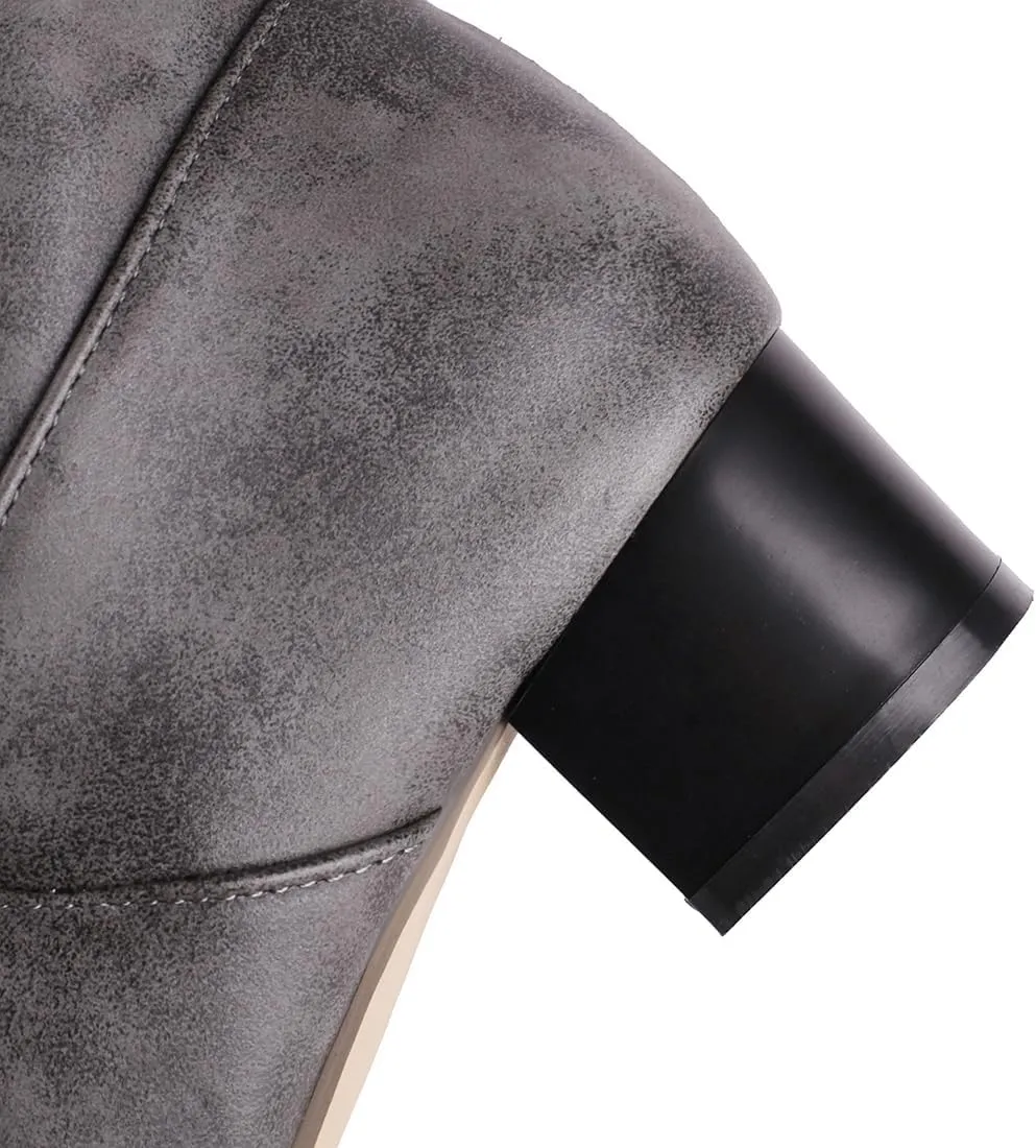 KiutSymo Mid Calf Fringe Boots For Women Cowboy Pointed Toe Chunky Heels Cowgirl Western Tassel Boots