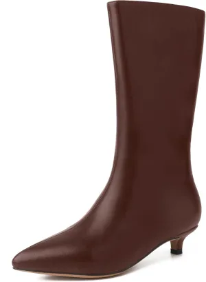 Knee High Boots Women, Pointed Toe Tall Boots Stiletto Kitten Heel Long Boots Slip On Dress Knee High Boots