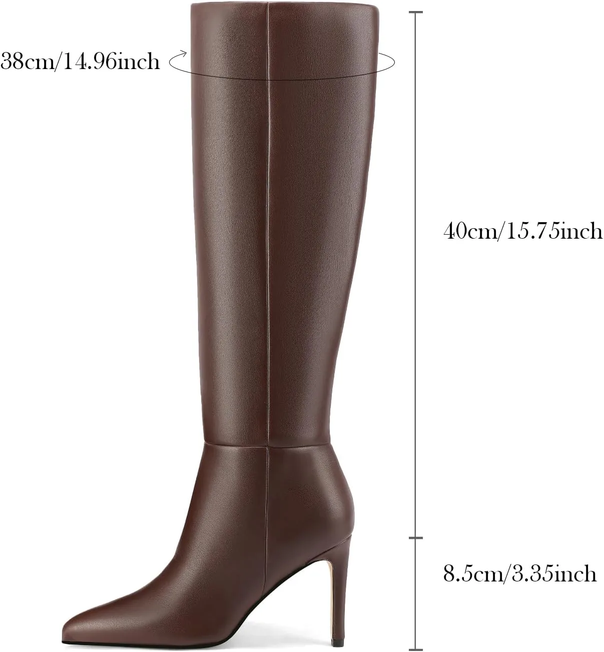 Knee High Boots Women Stiletto High Heel Tall Boots Pointed Toe Sexy Long Boots Fashion Dress Shoes with Side Zipper