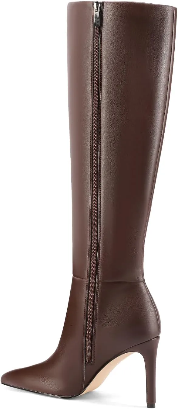 Knee High Boots Women Stiletto High Heel Tall Boots Pointed Toe Sexy Long Boots Fashion Dress Shoes with Side Zipper