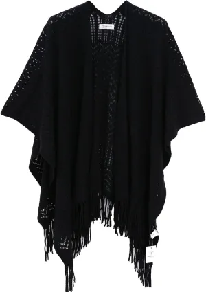 Knit Shawl Wrap for Women - Soul Young Ladies Fringe Knitted Poncho Cardigan Cape