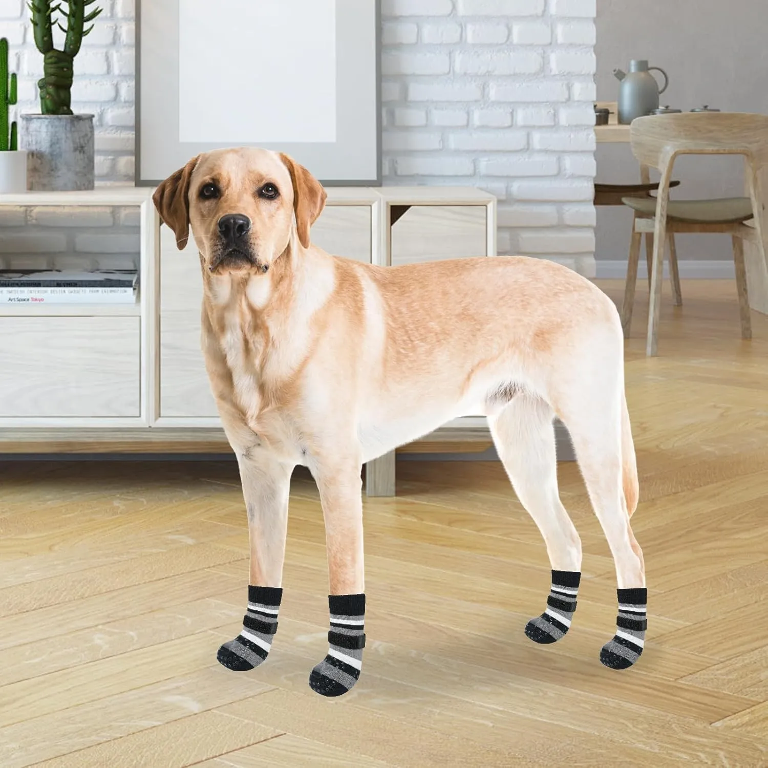 KOOLTAIL Anti Slip Dog Socks for Hot Pavement, 3 Pairs Dog Boots & Paw Protectors to Prevent Licking Paws with Grippers, Double Sides Booties Shoes for Hardwood Floors Small Medium Large Senior Dogs
