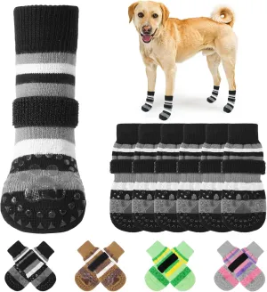KOOLTAIL Anti Slip Dog Socks for Hot Pavement, 3 Pairs Dog Boots & Paw Protectors to Prevent Licking Paws with Grippers, Double Sides Booties Shoes for Hardwood Floors Small Medium Large Senior Dogs