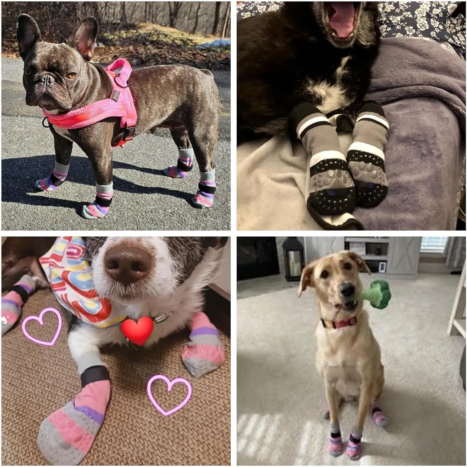 KOOLTAIL Anti Slip Dog Socks for Hot Pavement, 3 Pairs Dog Boots & Paw Protectors to Prevent Licking Paws with Grippers, Double Sides Booties Shoes for Hardwood Floors Small Medium Large Senior Dogs