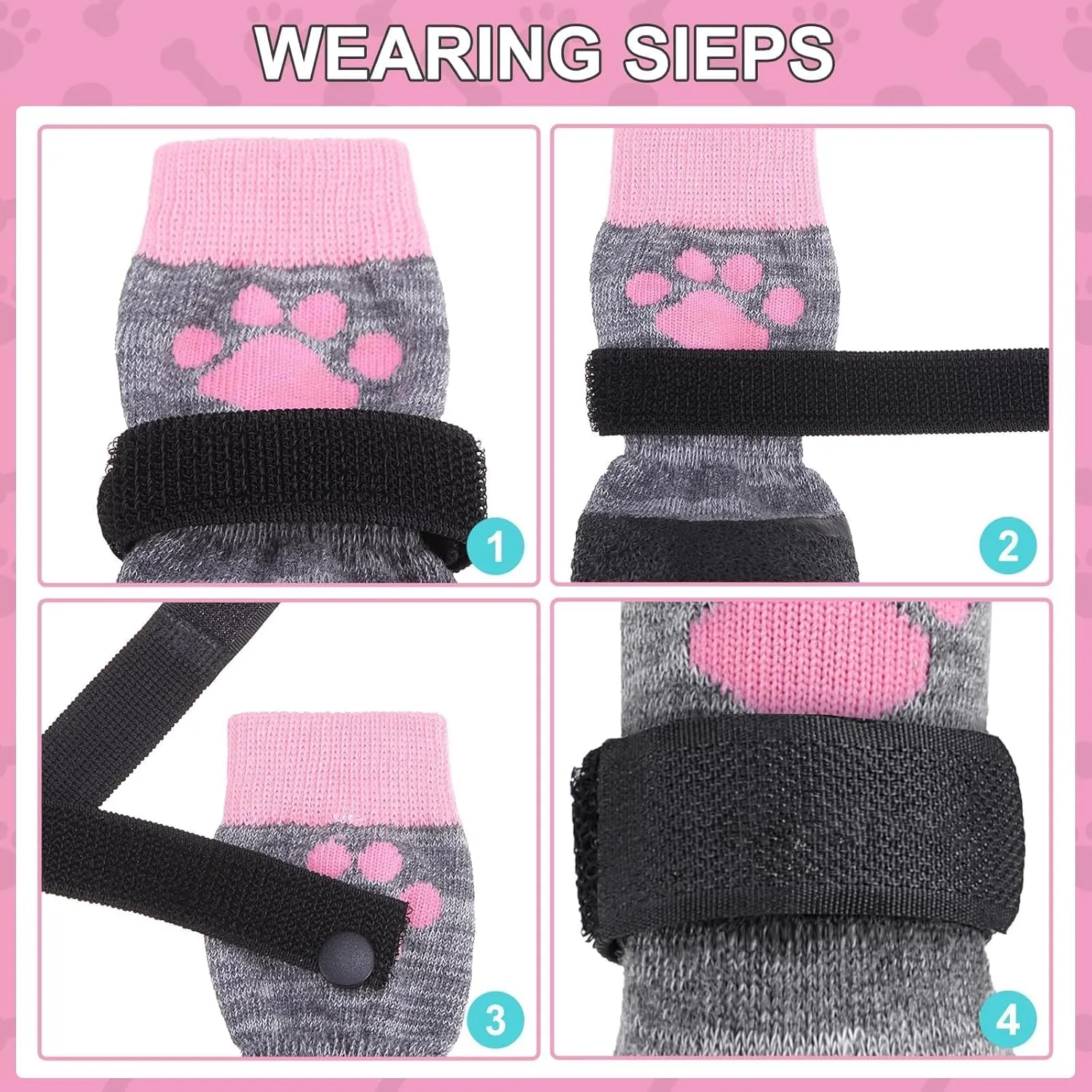 KOOLTAIL Anti Slip Dog Socks for Hot/Clod Pavement to Prevent Licking Paws，Dog Booties for Hardwood Floors, Traction Rain Dog Boots&Paw Protectors Shoes with Grip for Small Medium Large Senior Dogs S