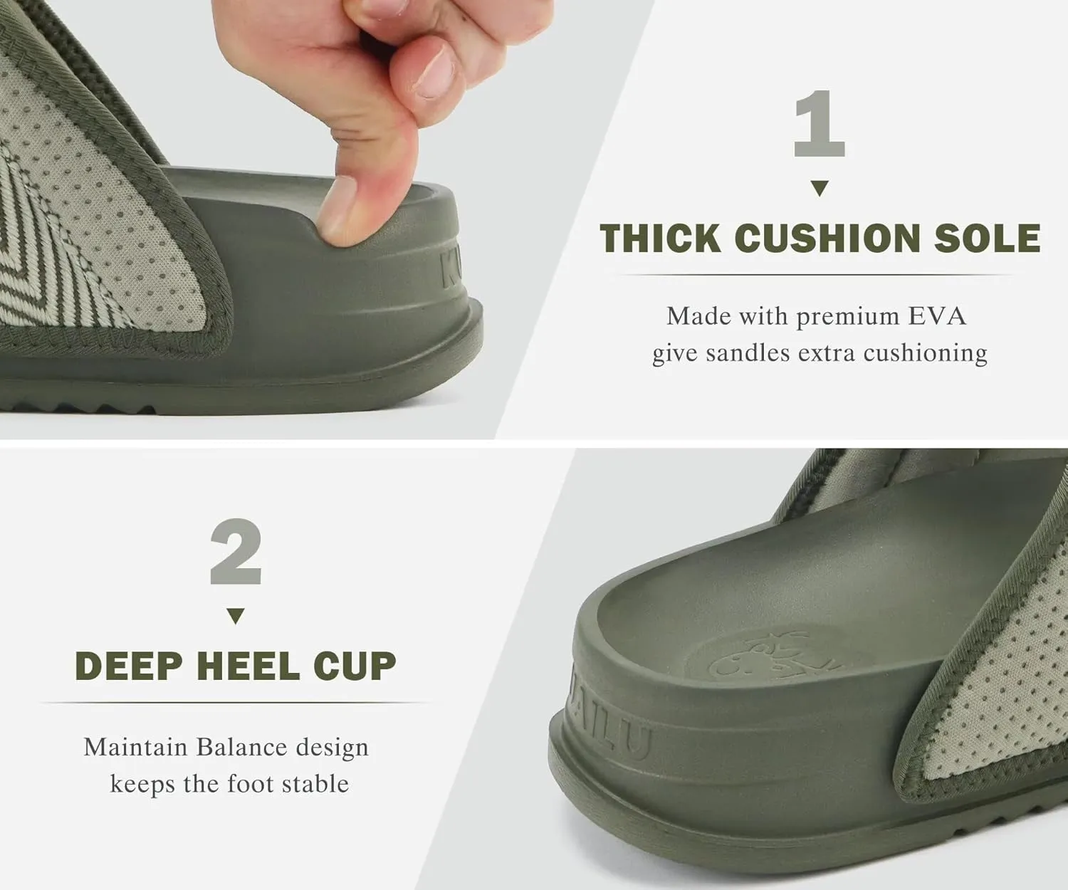 KuaiLu Mens Casual Sandals with Comfortable Orthopedic Arch Support Summer Beach Walking Shoes Cushion Slides Slip on Indoor Outdoor