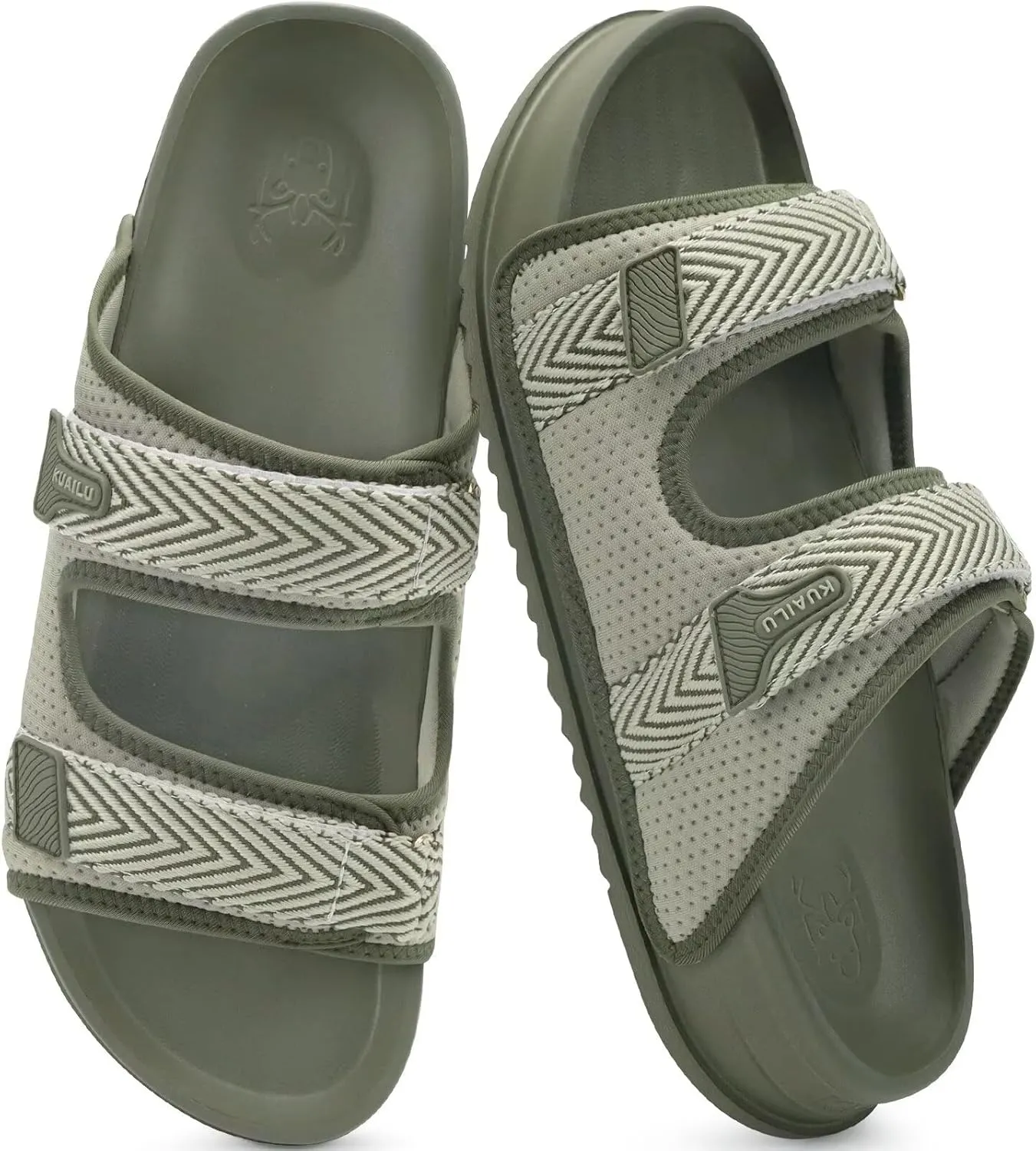 KuaiLu Mens Casual Sandals with Comfortable Orthopedic Arch Support Summer Beach Walking Shoes Cushion Slides Slip on Indoor Outdoor