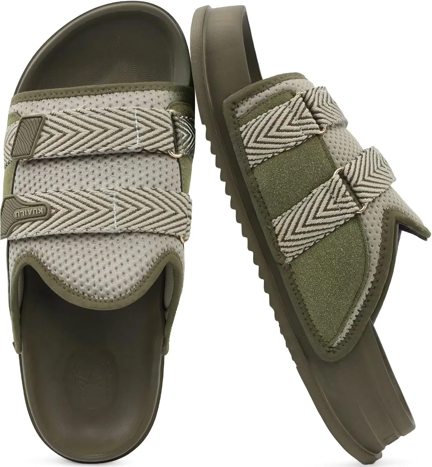 KuaiLu Mens Orthotic Sandals Comfortable Arch Support Fabric Sandal Slippers Shoes Man Casual Summer Cushion Slides Slip On Indoor Outdoor - Ultra-soft Comfort Fit Footbed