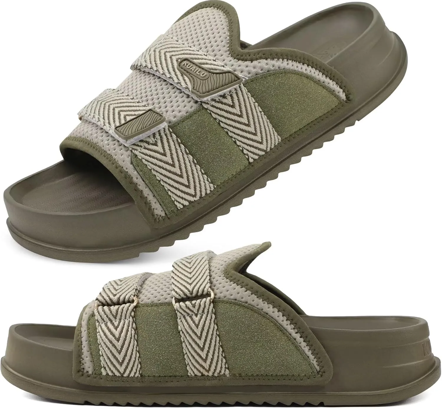 KuaiLu Mens Orthotic Sandals Comfortable Arch Support Fabric Sandal Slippers Shoes Man Casual Summer Cushion Slides Slip On Indoor Outdoor - Ultra-soft Comfort Fit Footbed