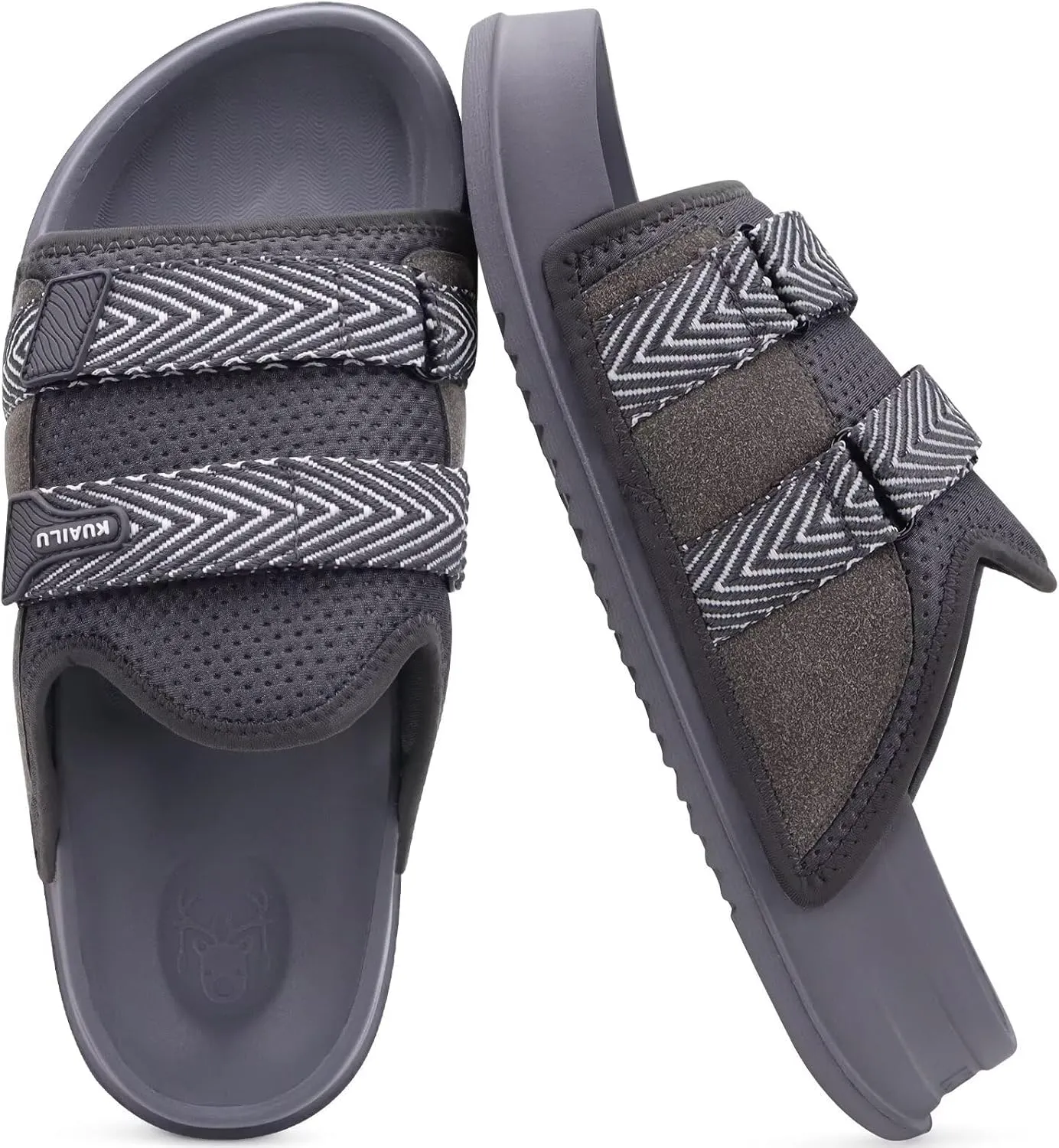KuaiLu Mens Orthotic Sandals Comfortable Arch Support Fabric Sandal Slippers Shoes Man Casual Summer Cushion Slides Slip On Indoor Outdoor - Ultra-soft Comfort Fit Footbed