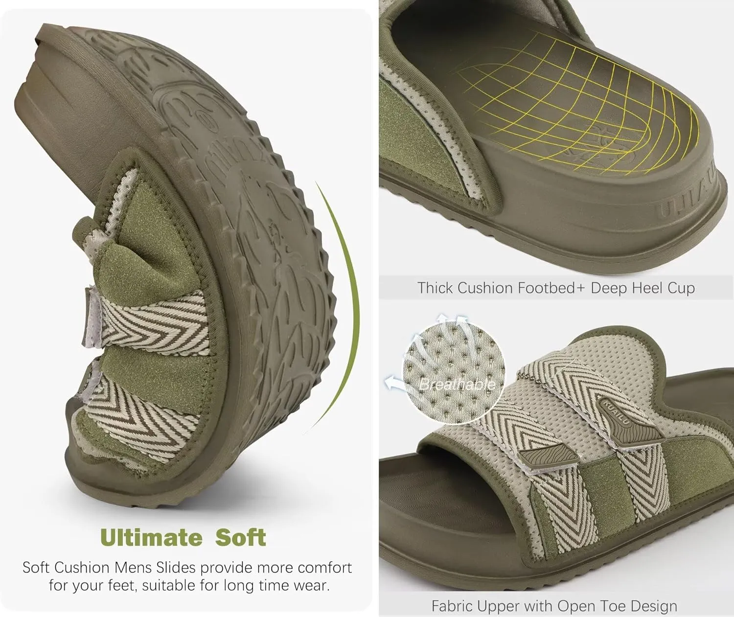 KuaiLu Mens Orthotic Sandals Comfortable Arch Support Fabric Sandal Slippers Shoes Man Casual Summer Cushion Slides Slip On Indoor Outdoor - Ultra-soft Comfort Fit Footbed