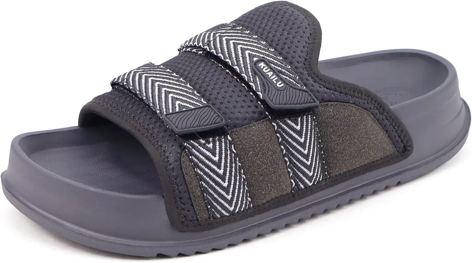 KuaiLu Mens Orthotic Sandals Comfortable Arch Support Fabric Sandal Slippers Shoes Man Casual Summer Cushion Slides Slip On Indoor Outdoor - Ultra-soft Comfort Fit Footbed
