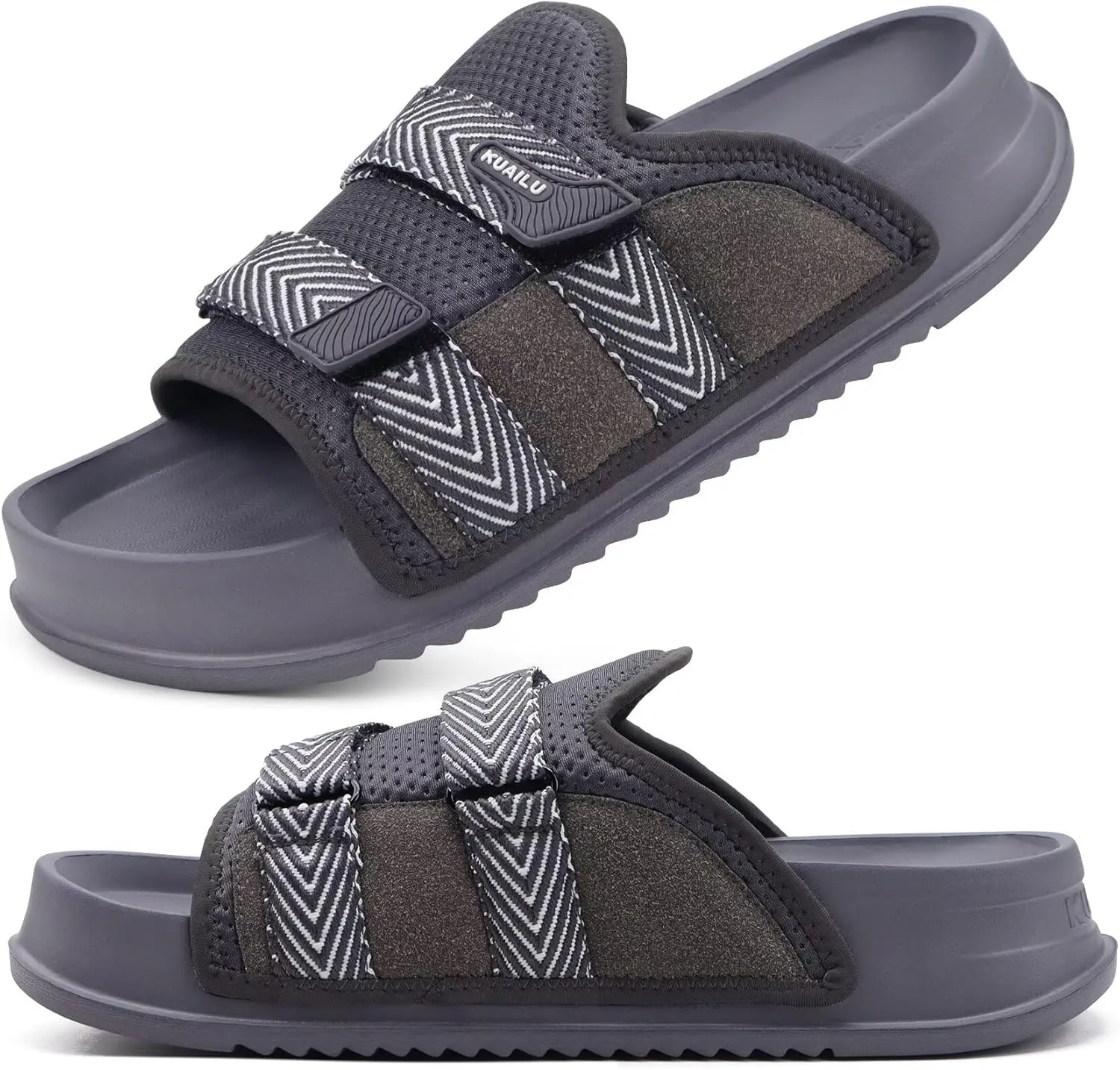 KuaiLu Mens Orthotic Sandals Comfortable Arch Support Fabric Sandal Slippers Shoes Man Casual Summer Cushion Slides Slip On Indoor Outdoor - Ultra-soft Comfort Fit Footbed