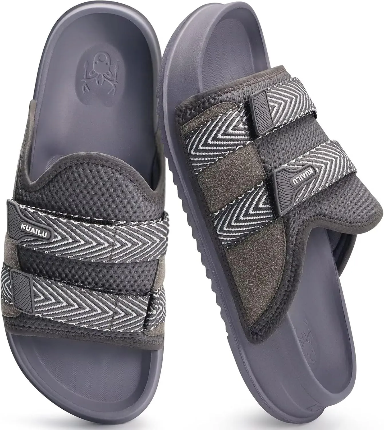KuaiLu Mens Orthotic Sandals Comfortable Arch Support Fabric Sandal Slippers Shoes Man Casual Summer Cushion Slides Slip On Indoor Outdoor - Ultra-soft Comfort Fit Footbed