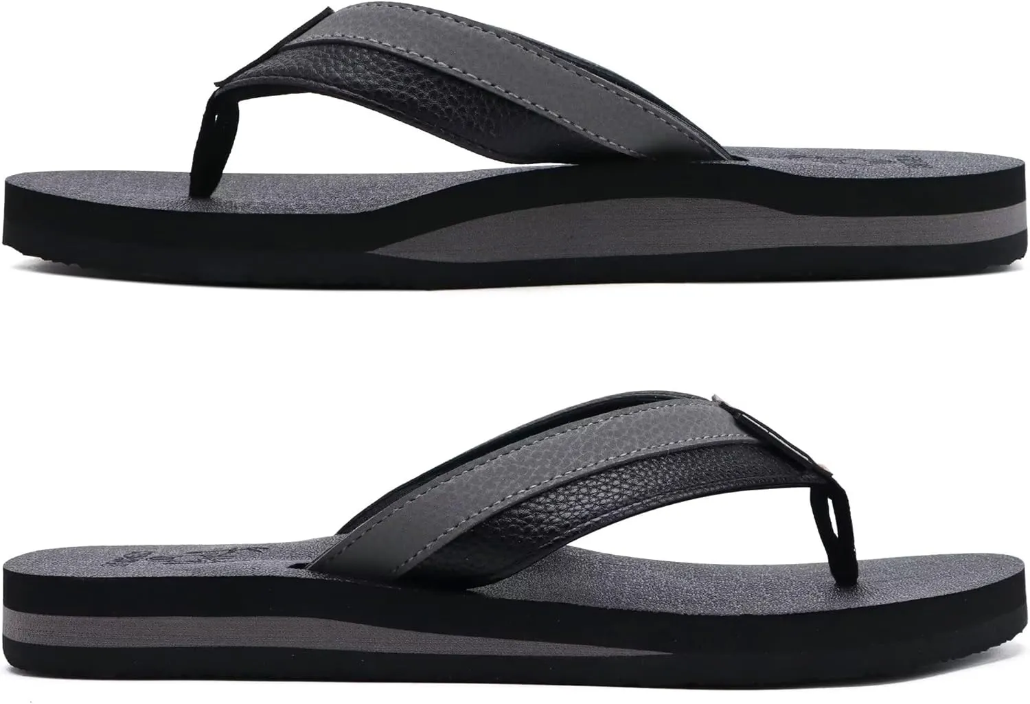 KuaiLu Men's Yoga Mat Leather Flip Flops with Arch Support Comfortable Cushion Walking Thong Sandals Slip On Indoor Outdoor