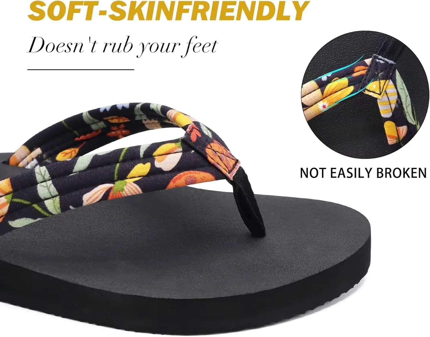 KuaiLu Womens Arch Support Flip Flops Ladies Comfort Lightweight Soft Yoga Mat Cushion Walking Thong Sandals