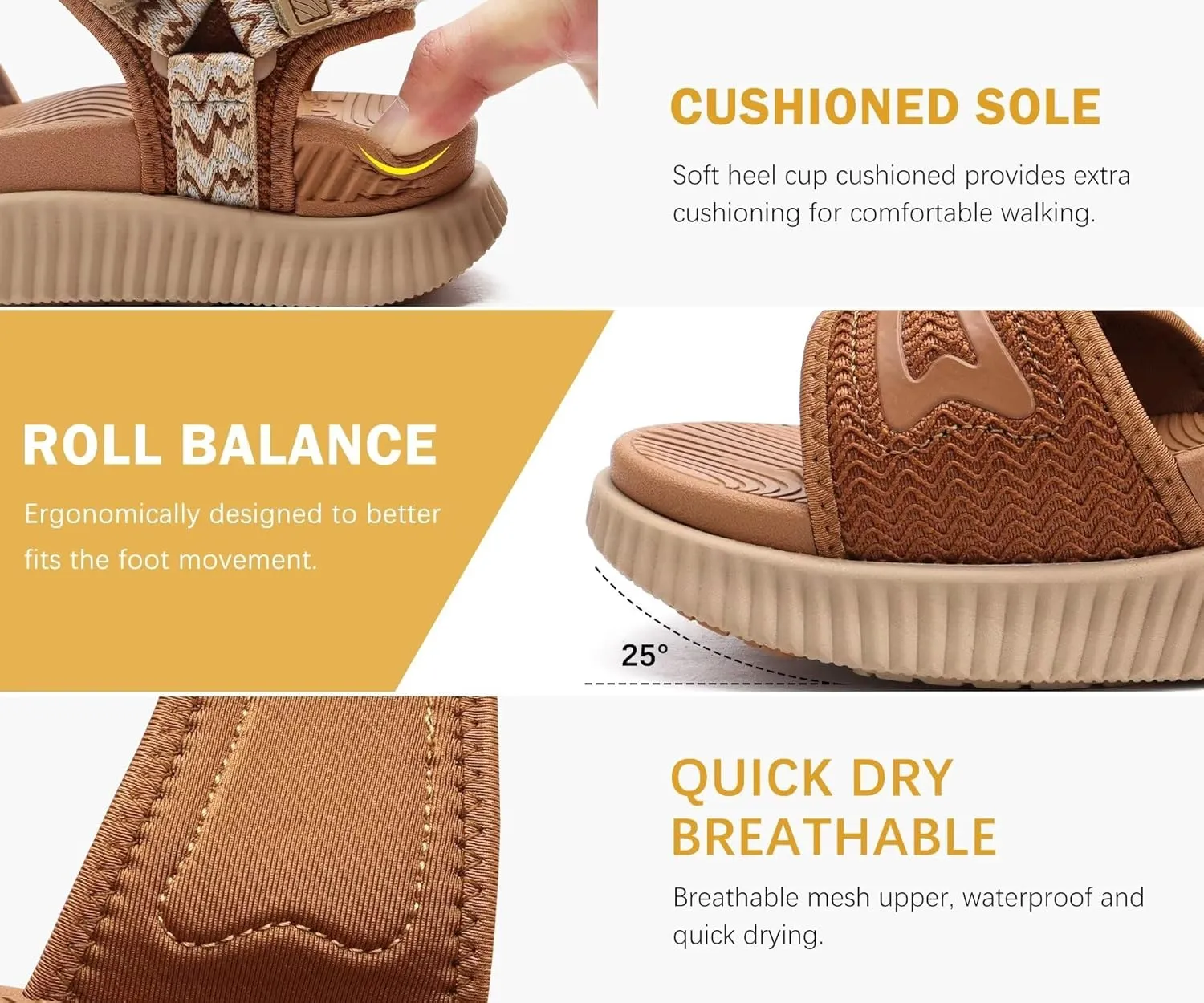 KuaiLu Womens Orthopedic Walking Sandals Ladies Recovery Sport Thick Athletic Cushion Outdoor Hiking Water Sandles Adjustable Strap Sandals with Comfortable Plantar Fasciitis Arch Support