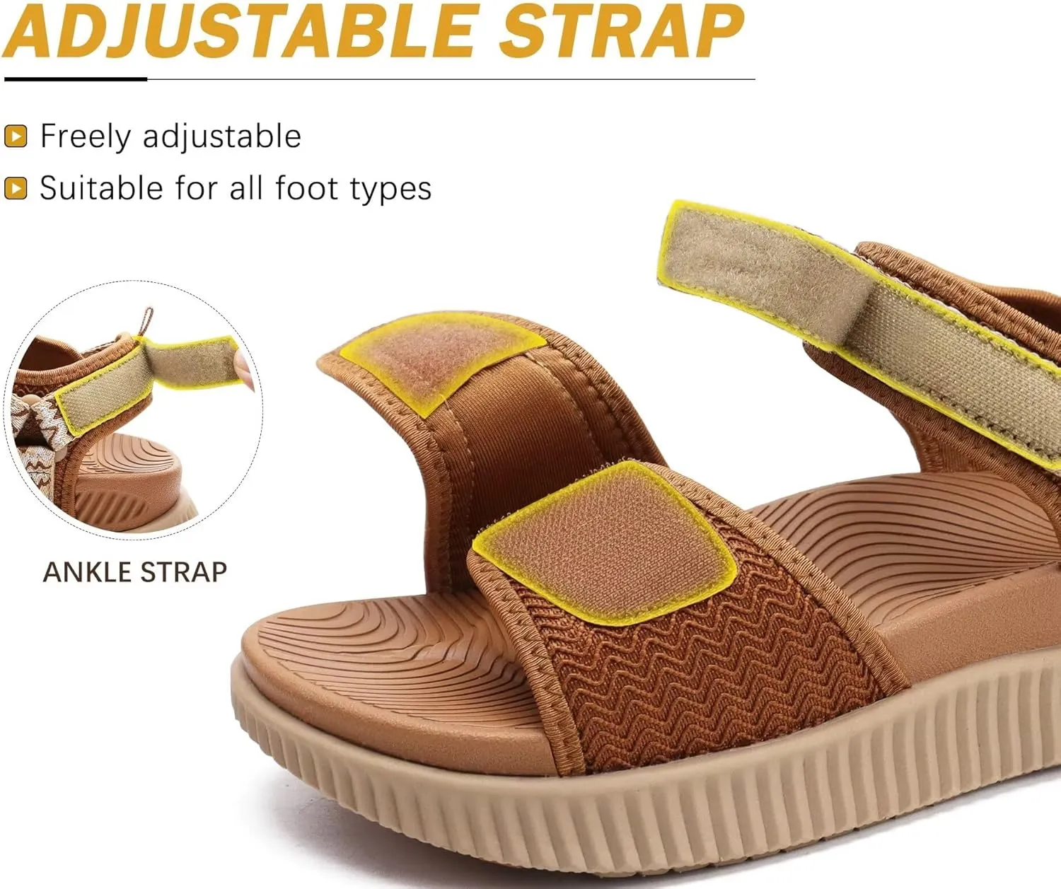 KuaiLu Womens Orthopedic Walking Sandals Ladies Recovery Sport Thick Athletic Cushion Outdoor Hiking Water Sandles Adjustable Strap Sandals with Comfortable Plantar Fasciitis Arch Support
