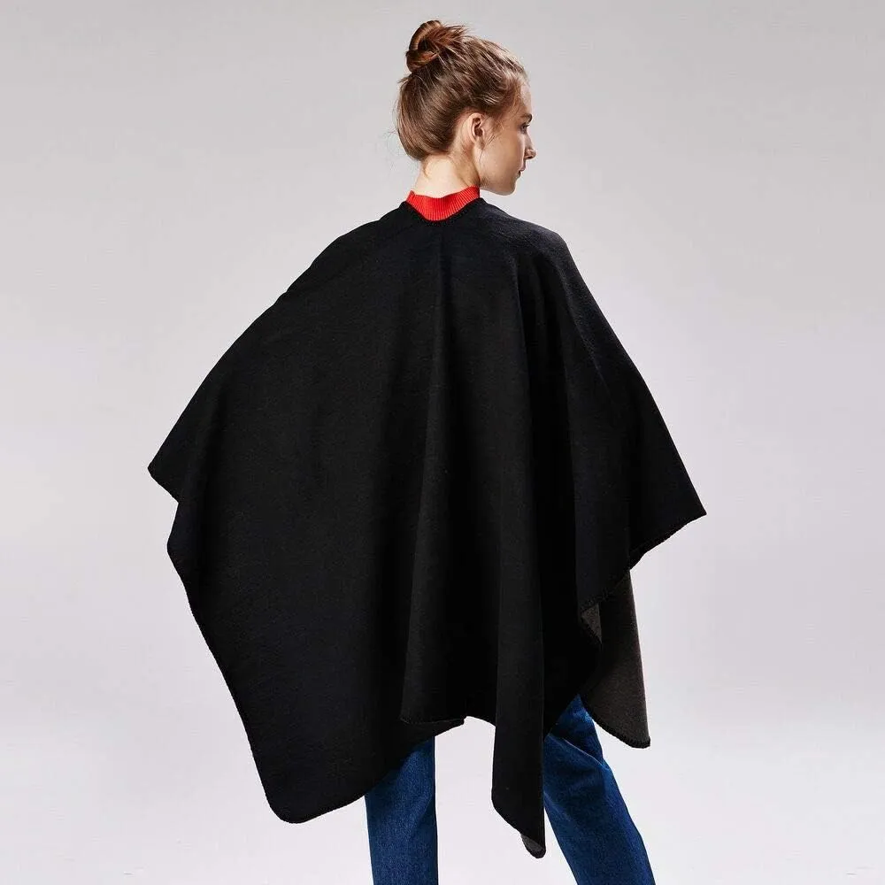 Lacavocor Women's Warm Shawl Wrap Cape Winter Cardigan Sweaters Open Front Poncho
