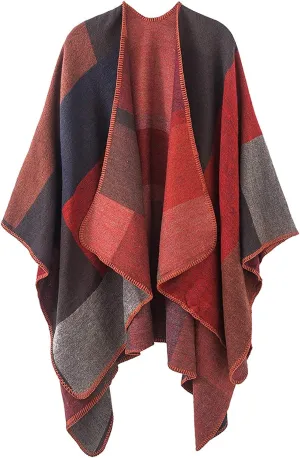 Lacavocor Women's Warm Shawl Wrap Cape Winter Cardigan Sweaters Open Front Poncho