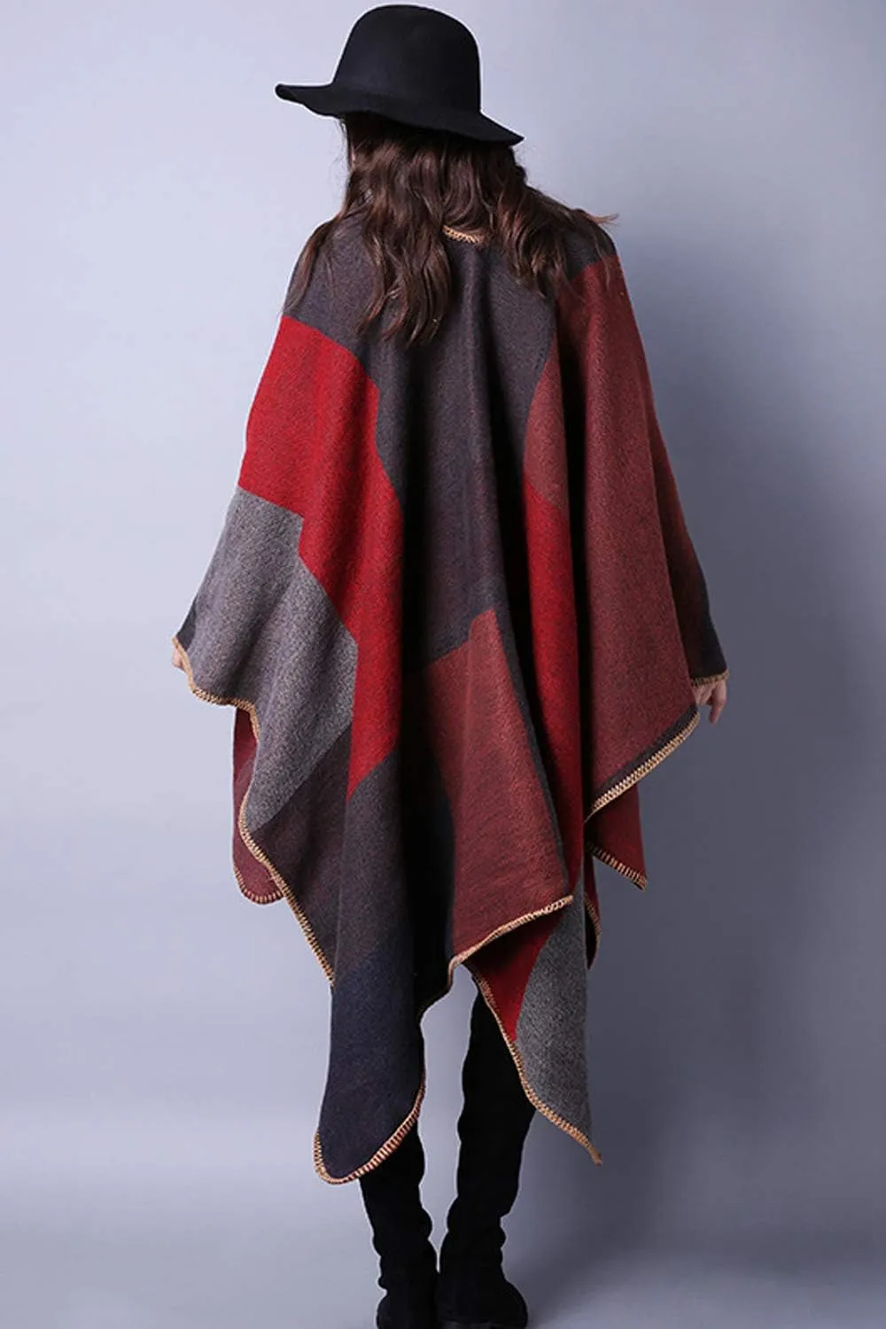 Lacavocor Women's Warm Shawl Wrap Cape Winter Cardigan Sweaters Open Front Poncho