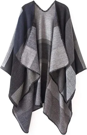 Lacavocor Women's Warm Shawl Wrap Cape Winter Cardigan Sweaters Open Front Poncho