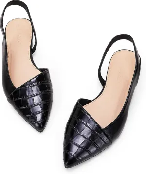 LAICIGO Women's Closed Pointed Toe Flats Slingback Low Heel Slip-on Cutout Animal Print Backless Mules Sandals