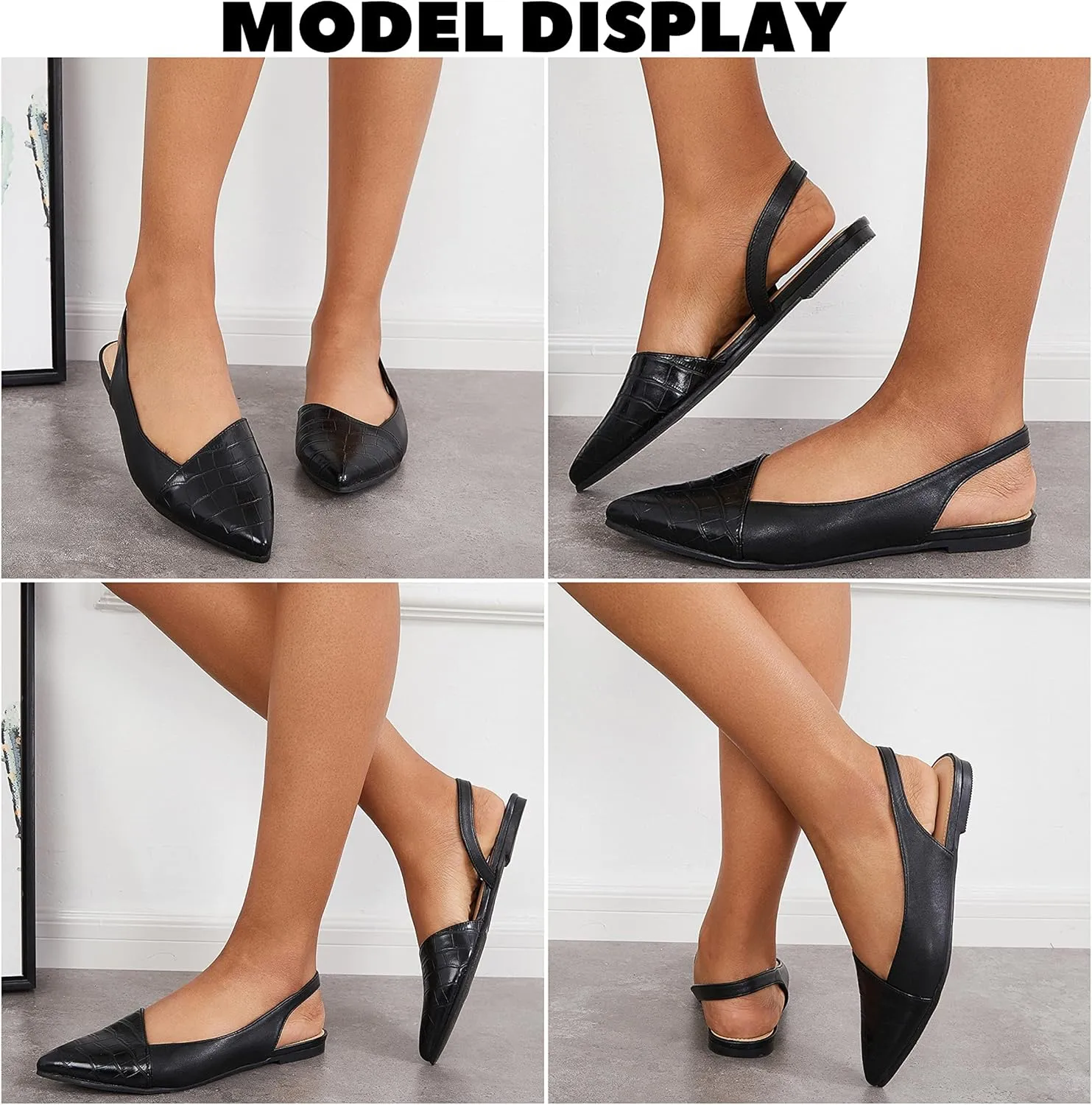 LAICIGO Women's Closed Pointed Toe Flats Slingback Low Heel Slip-on Cutout Animal Print Backless Mules Sandals