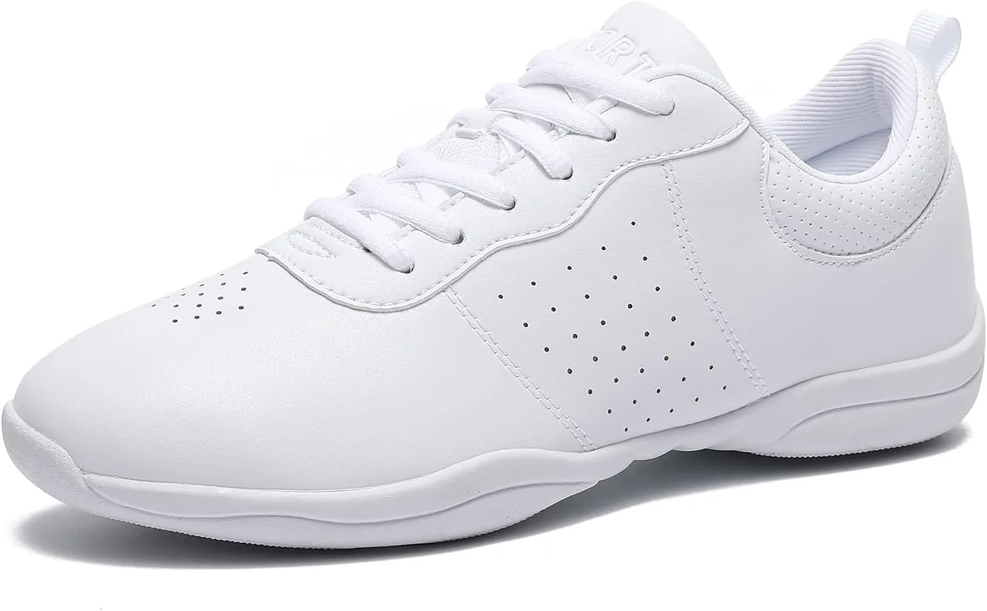 LANDHIKER Cheer Shoes Girls White Dance Shoes Youth Cheerleading Sports Training Athletic Comfortable Shoes Flats Girl