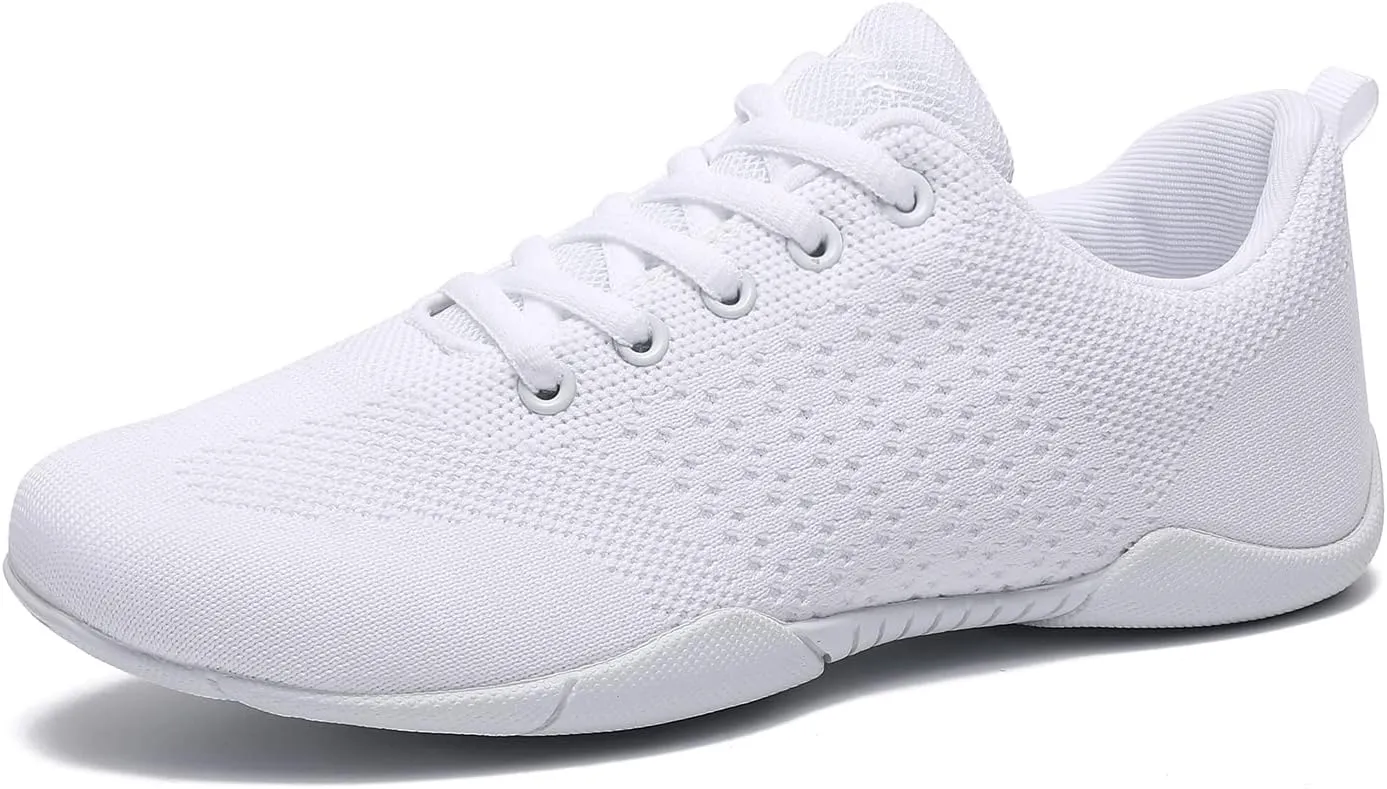 LANDHIKER Cheer Shoes Girls White Dance Shoes Youth Cheerleading Sports Training Athletic Comfortable Shoes Flats Girl