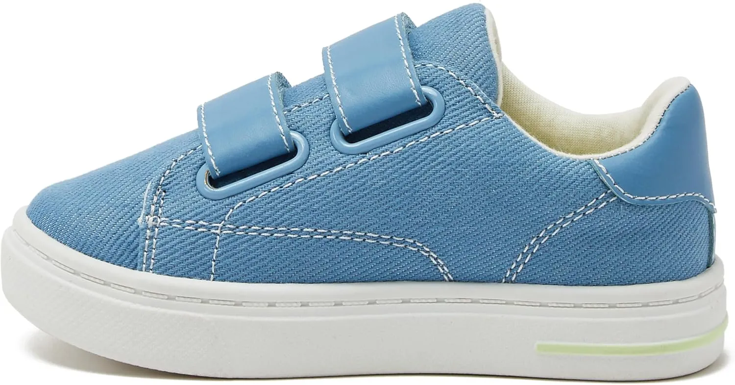 Lands' End Boys' and Girls' Sneakers, No Tie Casual Tennis Shoes for Boys and Girls Size 5-10 Toddler, Little and Big Kids 11 to 7, Blue or White with Hook and Loop Straps