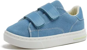 Lands' End Boys' and Girls' Sneakers, No Tie Casual Tennis Shoes for Boys and Girls Size 5-10 Toddler, Little and Big Kids 11 to 7, Blue or White with Hook and Loop Straps