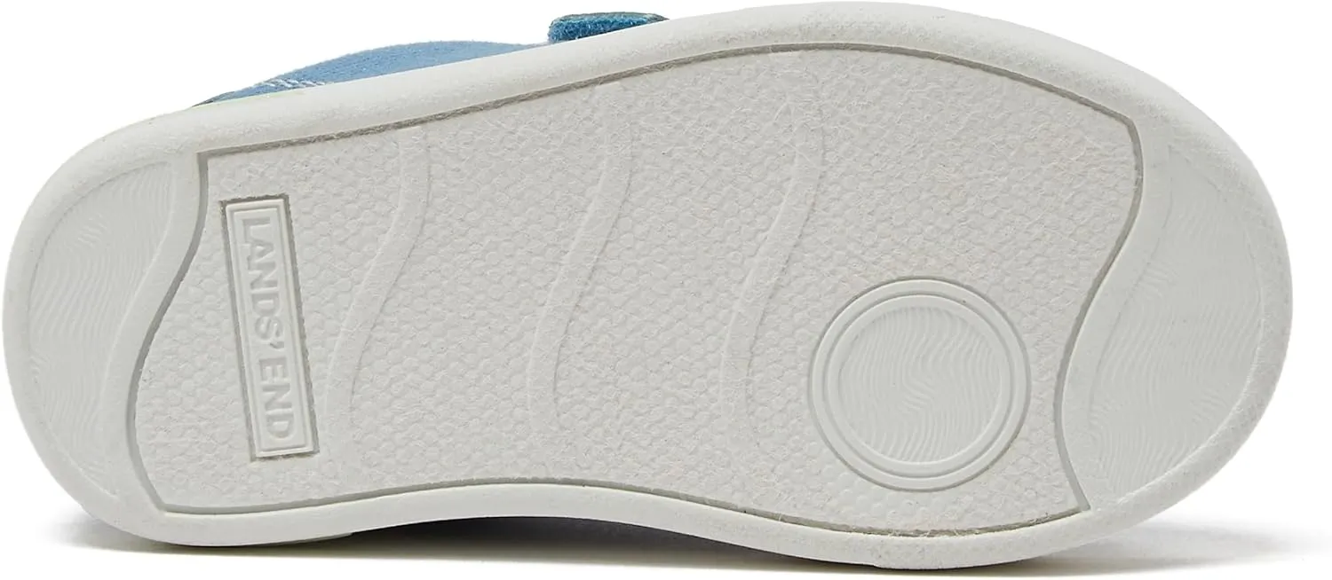 Lands' End Boys' and Girls' Sneakers, No Tie Casual Tennis Shoes for Boys and Girls Size 5-10 Toddler, Little and Big Kids 11 to 7, Blue or White with Hook and Loop Straps