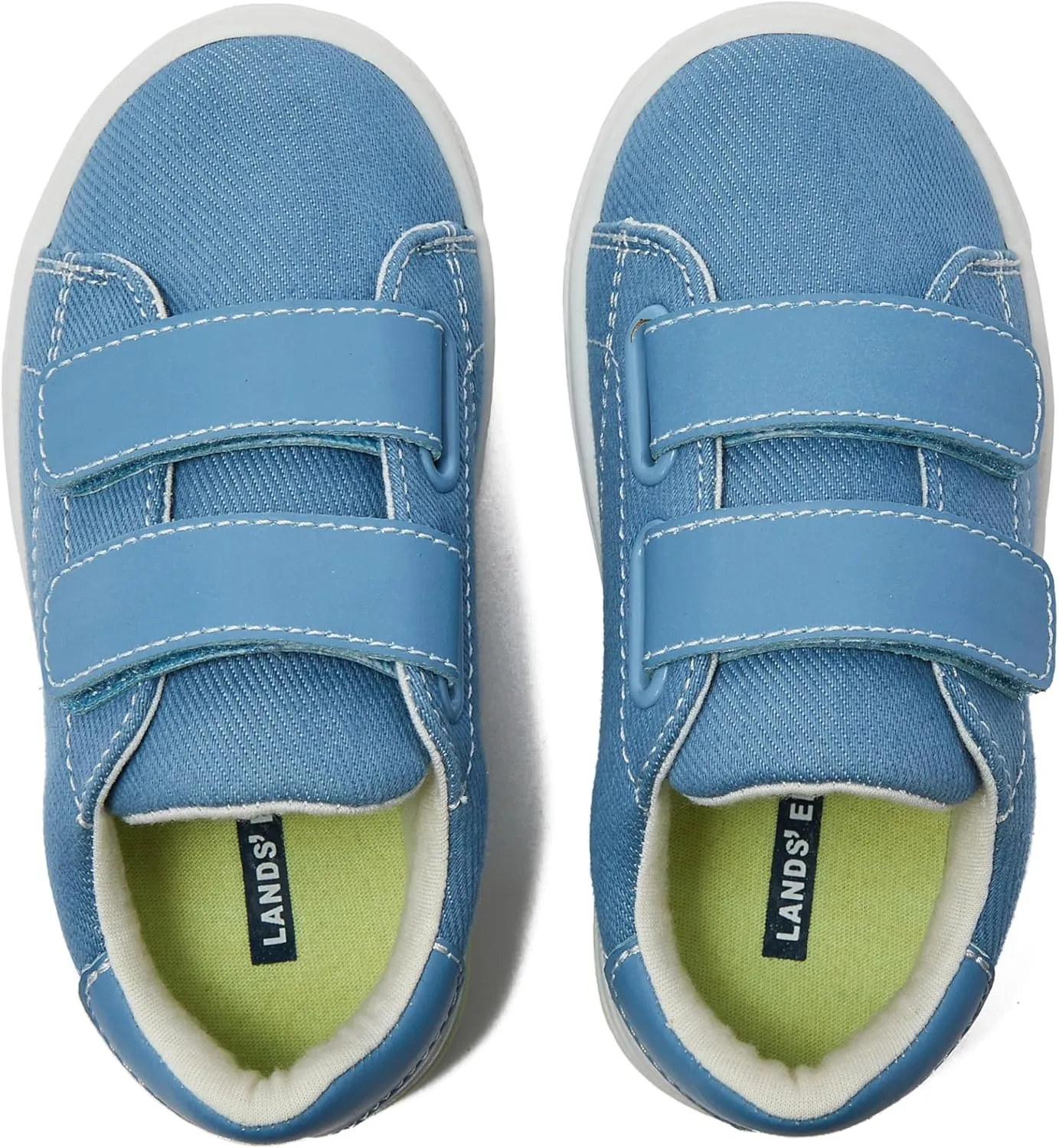 Lands' End Boys' and Girls' Sneakers, No Tie Casual Tennis Shoes for Boys and Girls Size 5-10 Toddler, Little and Big Kids 11 to 7, Blue or White with Hook and Loop Straps