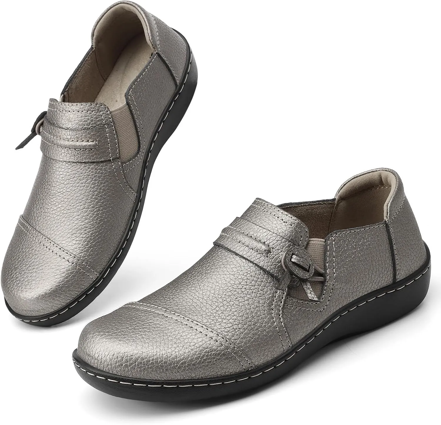 LAZYPOP Women's Classic Comfort Leather Loafers Cute Slip-Ons Casual Dress Shoes Lightweight Walking Flats Everyday Work Shoes